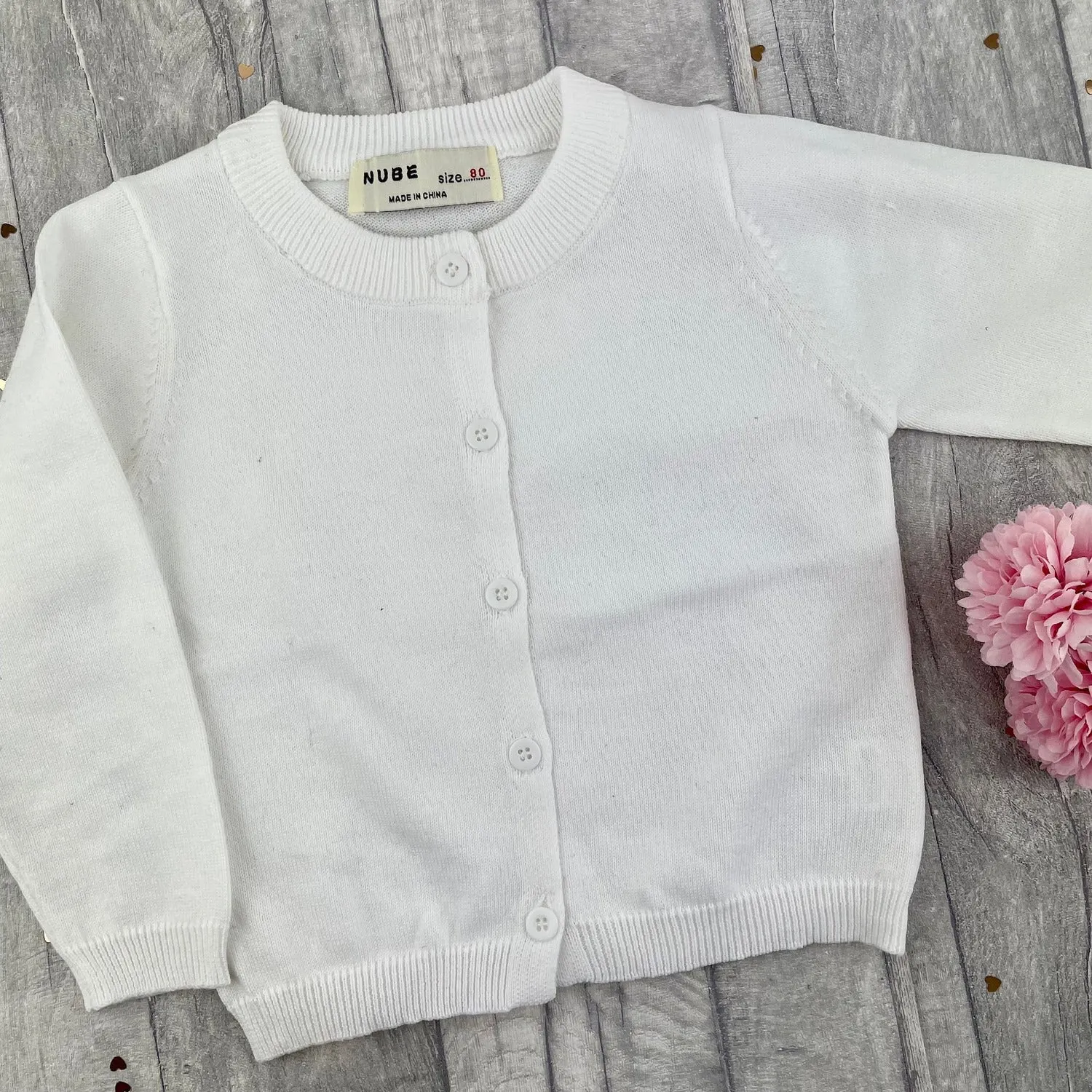 Baby Girl White Cotton Cardigan