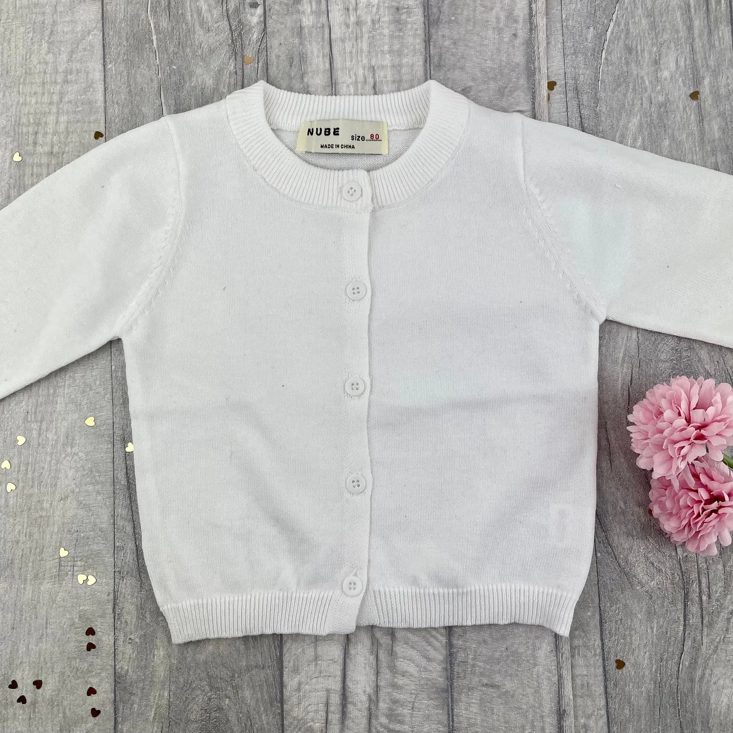 Baby Girl White Cotton Cardigan