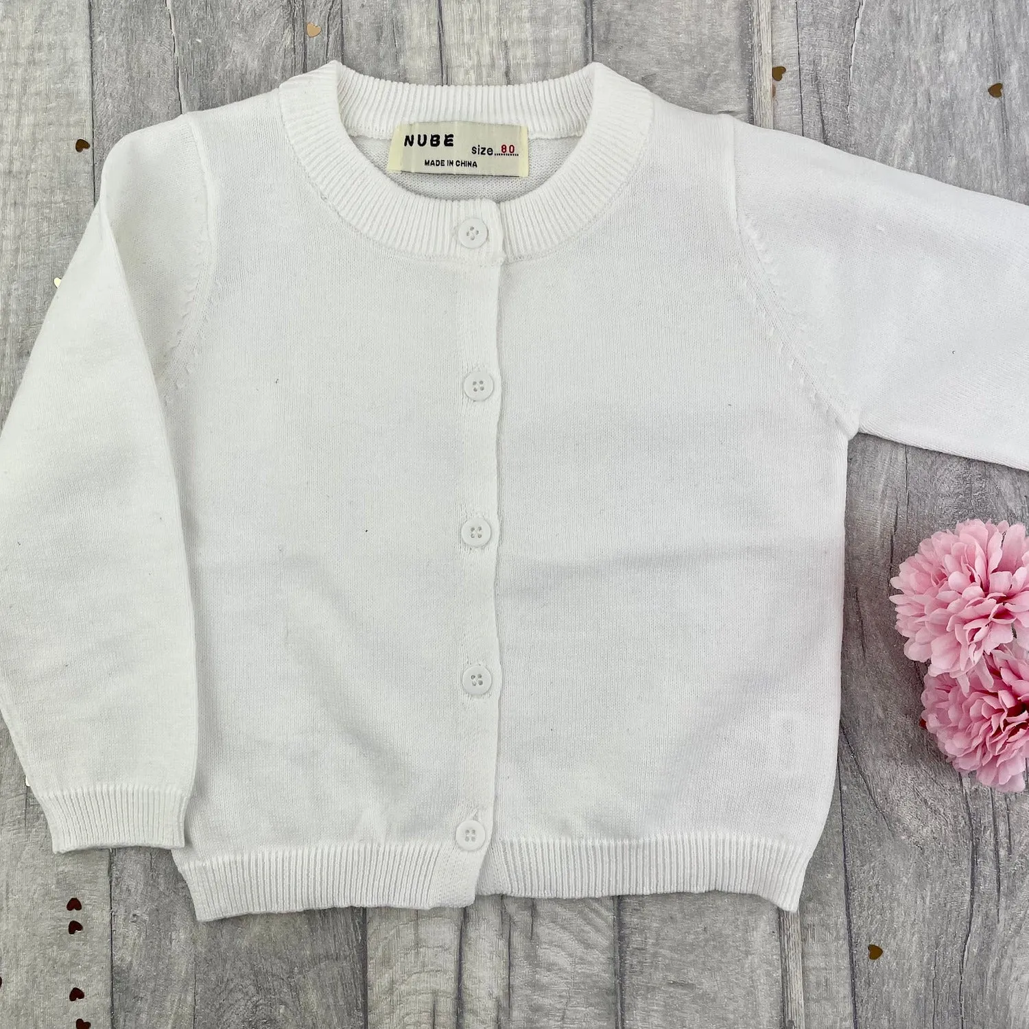 Baby Girl White Cotton Cardigan