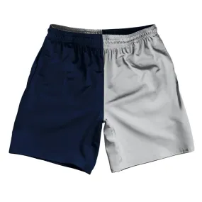 Blue Navy And Grey Medium  Quad Color Athletic Running Fitness Exercise Shorts 7" Inseam Shorts Made In USA