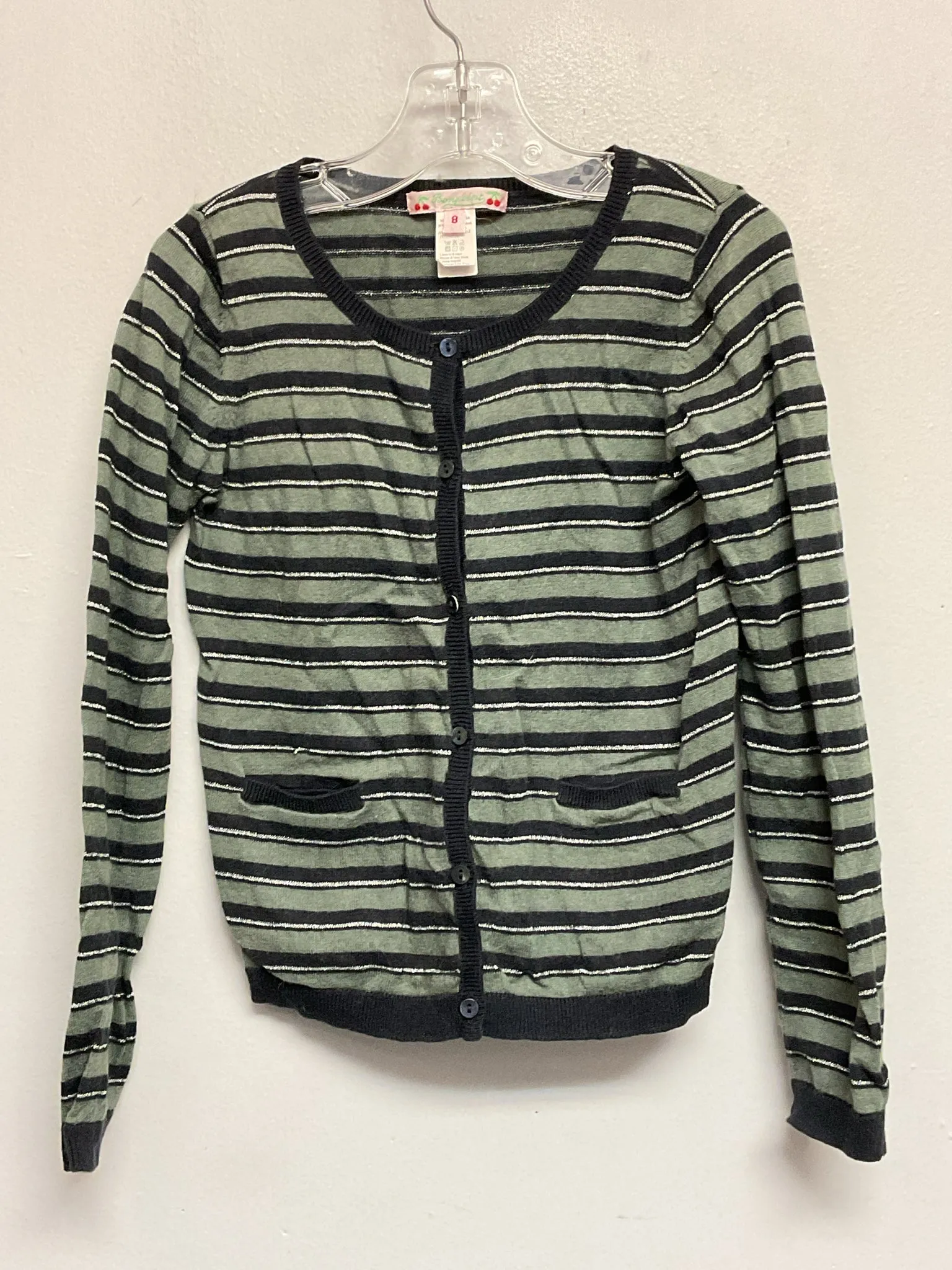 Bonpoint Size 8 Sage & Navy Stripe Cotton Big Boys Sweaters & Vests