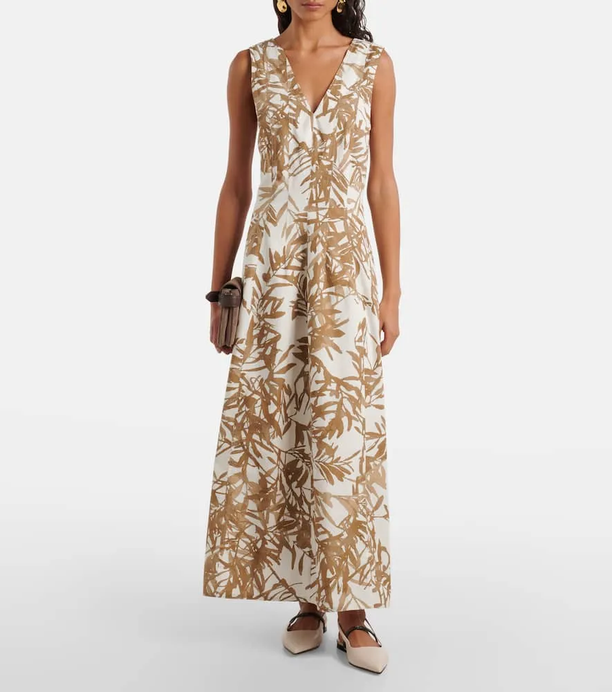 Brunello Cucinelli Printed cotton maxi dress