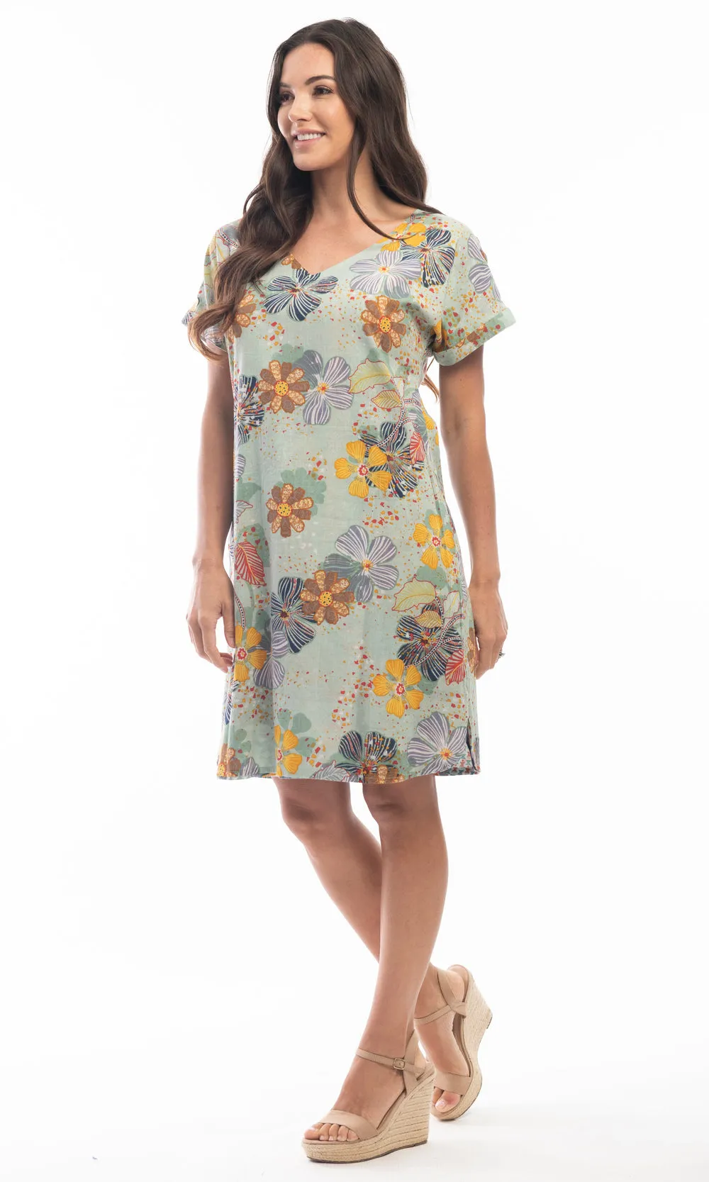 Cotton Dress Shift Short Sleeve Reversible Lisbon
