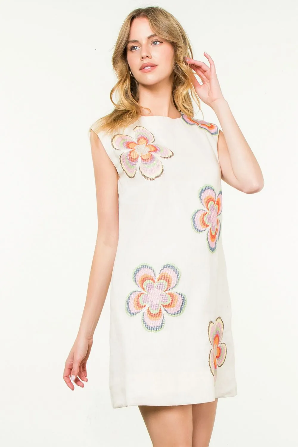 Flower Embroidered Shift Dress