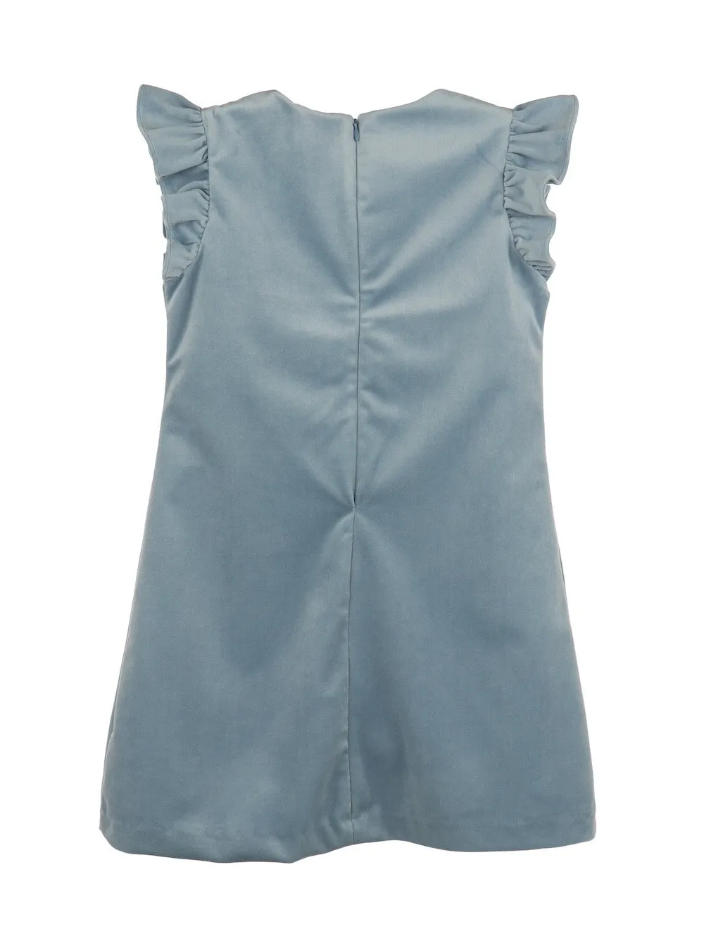 Luli & Me Maria Casero Girls Deluxe Velvet Holiday Party Shift Dress - French Blue
