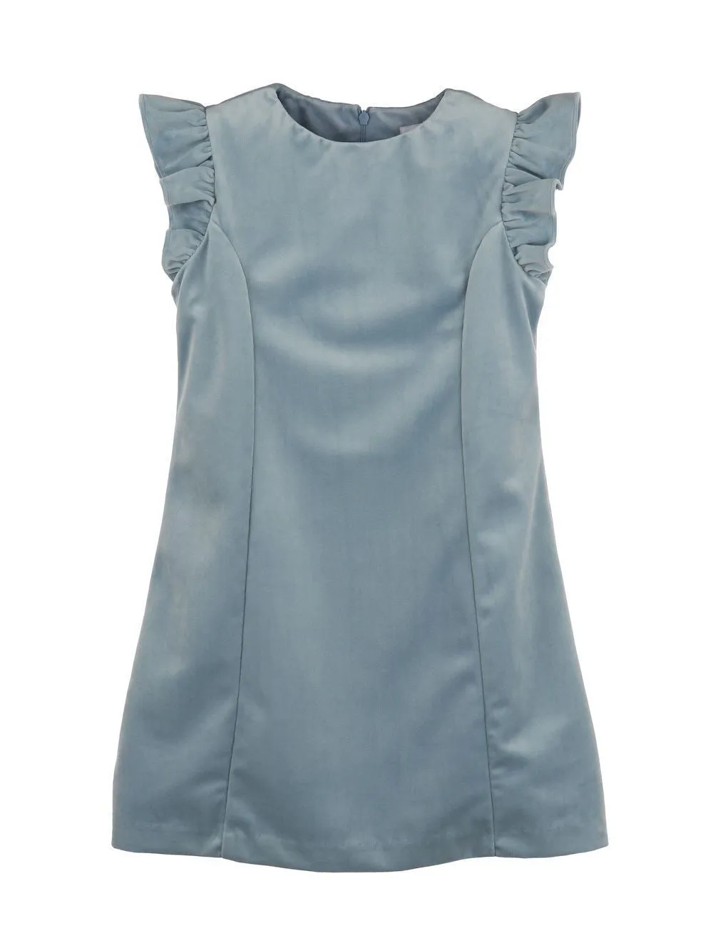 Luli & Me Maria Casero Girls Deluxe Velvet Holiday Party Shift Dress - French Blue